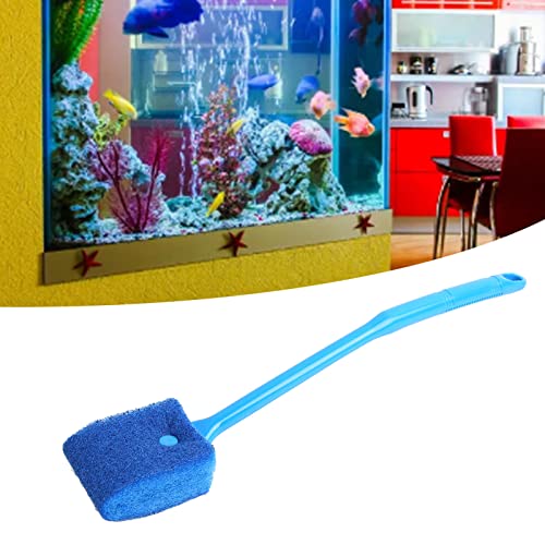 Tnfeeon Raschietto a doppia faccia per acquari, con manico lungo, per acquari di vetro, cucina, 40 cm, colore blu