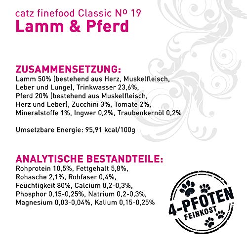 catz finefood N° 19 Lamm & Pferd Feinkost Katzenfutter nass, verfeinert mit Zucchini & Tomate, 16 x 85g Beutel