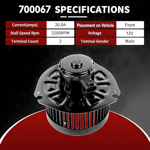 Image of Vetmor 700067 HVAC Heater Blower Motor Fits for Chevy & GMC Vehicles - Express 1500 /Savana 1500 1996-2014, Express 2500 /Savana 2500 1996-2024, C4500 Kodiak /C5500 Topkick 2003-2009, #89019113