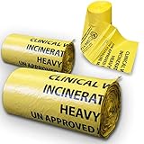 RE-GEN Biohazard Abfallbeutel für klinische Abfallsäcke (2 Rollen, 100 einzelne Beutel) Größe 71 x 98 cm, 90 Liter, 12 kg schwere Tragkraft, UN-zertifiziert