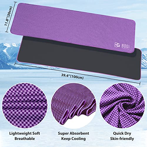 Bogi Cooling Towel, Cooling Towels For Neck And Face-40"X12"-Ice Towel For Instant Cooling, Soft Breathable Chilly Towel, Stay Cool For Yoga, Sport, Gym, Workout, Camping & More Activities (Purple) #TOP1