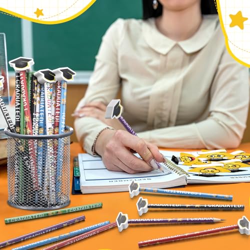 Set de 18 lápices de graduación con borradores y tarjetas miniatura 6