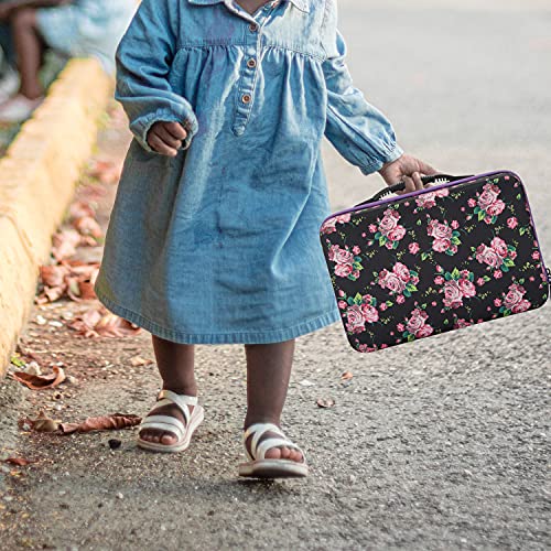 Voicefly Eva 60 Slots Diamond Painting Accessories Diamond Painting Storage Case Embroidery, 5D Diamond Painting Tools Diy Kits, Beads Sewing Pills Shockproof Container, Black Flower #TOP6