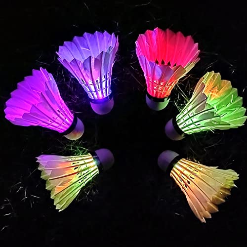 Inngree Led Shuttlecock Badminton, [6 Pack] 6 Color Shuttlecock Dark Night Goose Feather Glow Birdies Lighting For Outdoor Indoor Sport Activities #TOP4