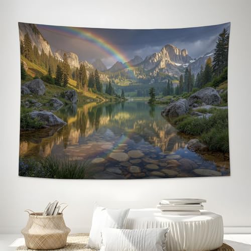 Tapisserie murale nature jaune et vert crée un coin cocooning de 180x230cm dans votre salon