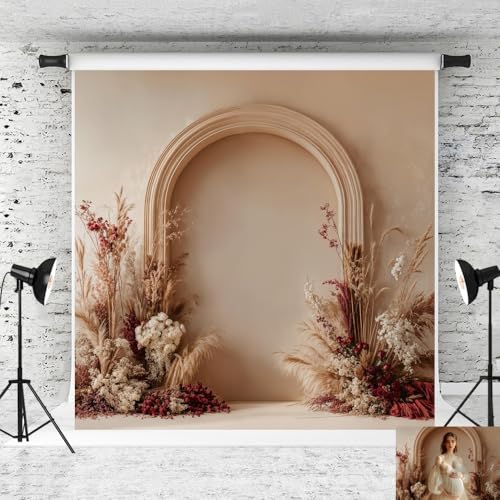 Kate Mother's Day Boho BackdropFlower Arch Neutral Photo Background Studio Props,10x10ft