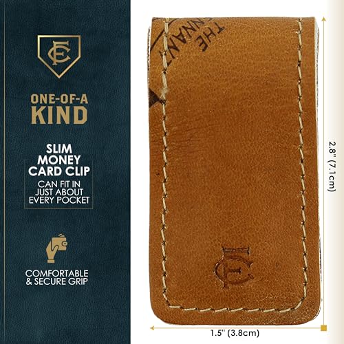 Leather Money Clip - Magnetic Cash Holder, Handcrafted from Vintage Baseball Gloves by FC Goods4