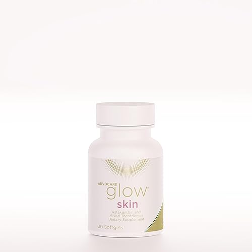 AdvoCare Glow Skin - Suplemento para el cuidado de la piel brillante con astaxantina, carotenoides, tocotrienoles y vitamina E - Apoya la piel, el