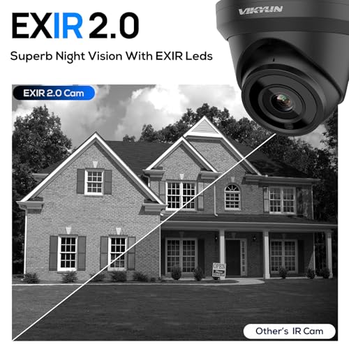 Image of VIKYLIN 4K 8MP PoE IP Camera Outdoor, 4K PoE Turret Security Camera with Human Vehicle Detection, 2.8mm Lens, 98ft EXIR2.0 Night Vision,Built-in Mic, WDR, IP67, Blue Iris, NDAA Compliant, Black