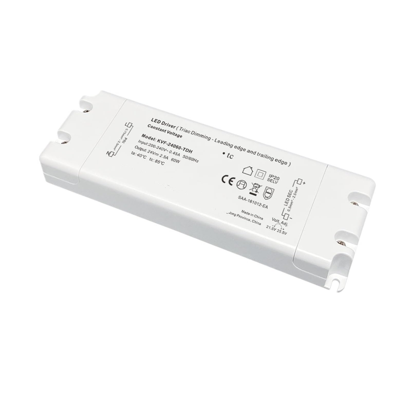 PWANUIGTE 12v 24v 48v Light Strip Controller Transformer 30w 600w Constant Voltage Waterproof thyristor dimming led Driver Power(24V 2.5A 60W)