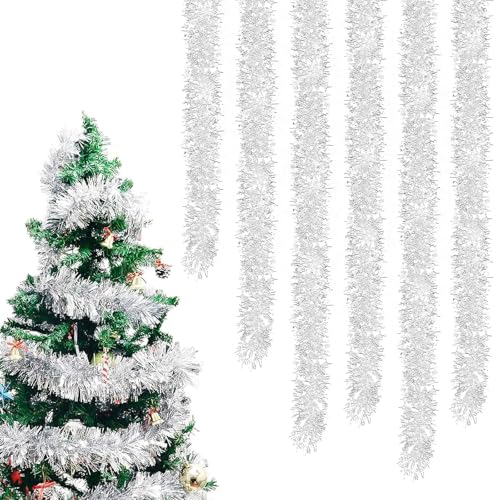 Lametta Girlande Silber, 8 Stück Weihnachtsgirlande 2m, Girlande...