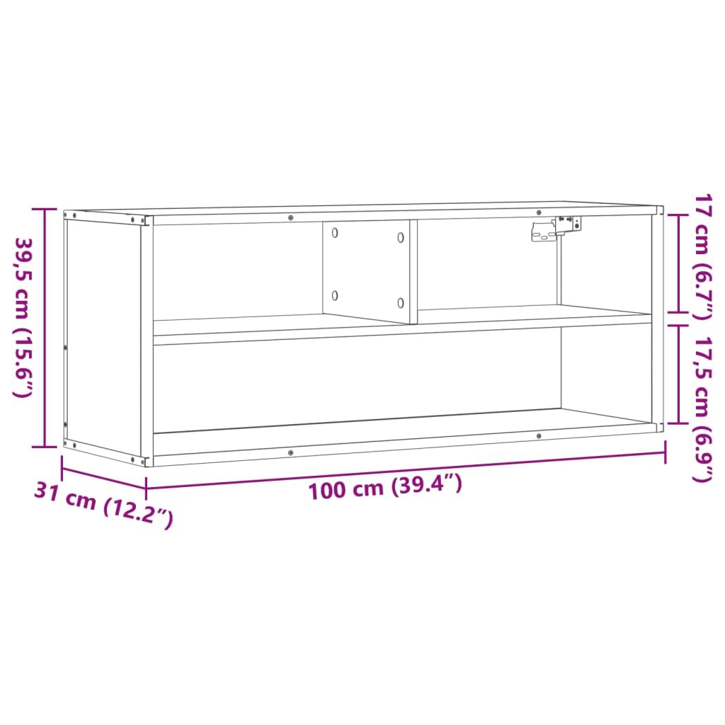 Mobile TV in rovere Sonoma con struttura in metallo, 100 x 31 x 39,5 cm, in legno, con vano portaoggetti, cassetto e ripiano, mobile per soggiorno, per gaming e camera da letto
