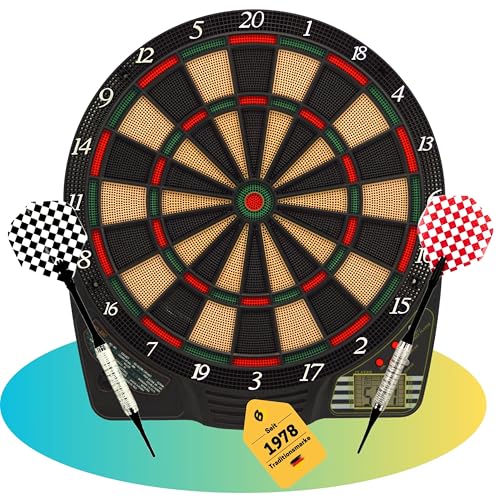 Best Sporting Dartscheibe elektronisch Chester 2 I elektronische Dartscheibe mit LCD-Anzeige I E-Dartscheibe mit 6 Dartpfeilen & Ersatzspitzen I hochwertiger Dartautomat für 4 Spieler