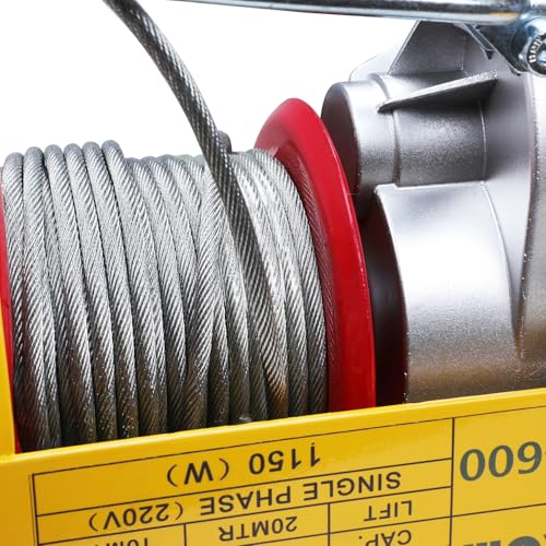 Image of TROM (Powered by IZOM) Mini Electric Hoist For Material Handling Lifting in Factories, Warehouses, Construction Site, Single Phase 1150W Powerful Motor Single /Double Slings Lifts 20 Meter (600kg)