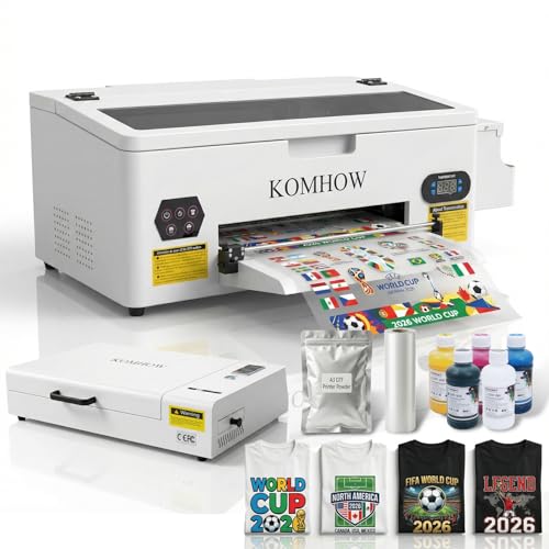 KOMHOW R1390 DTF Printer - A3 Tshirt Printing Machine, Direct to Film Printer with White Ink...