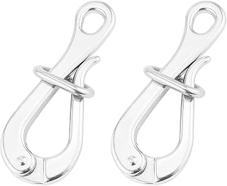 JINGC HENMA 2PCS Quick Release Eye peli-can Shackle Locked Rectangle Ring Folding Shackle Lifeboat Life Raft Marine Boat 316 Stainless Steel
