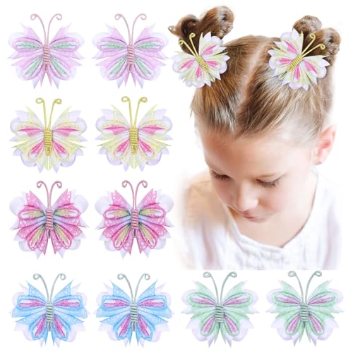 Image of Mini Butterfly Hair Clips Tulle Mesh Lace Hair Bow Pins Butterfly Hair Barrettes Hair Accessories for Toddler Girls Wedding Festival