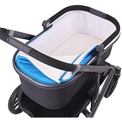 Uppababy Gemelar Tititnins® - Funda Capazo Velcro para Uppababy Vista y Cruz V2 Pique Blanco (Algodón 100%)| Te Permite Llevar el Cubre Pies Original | Paredes Acolchadas