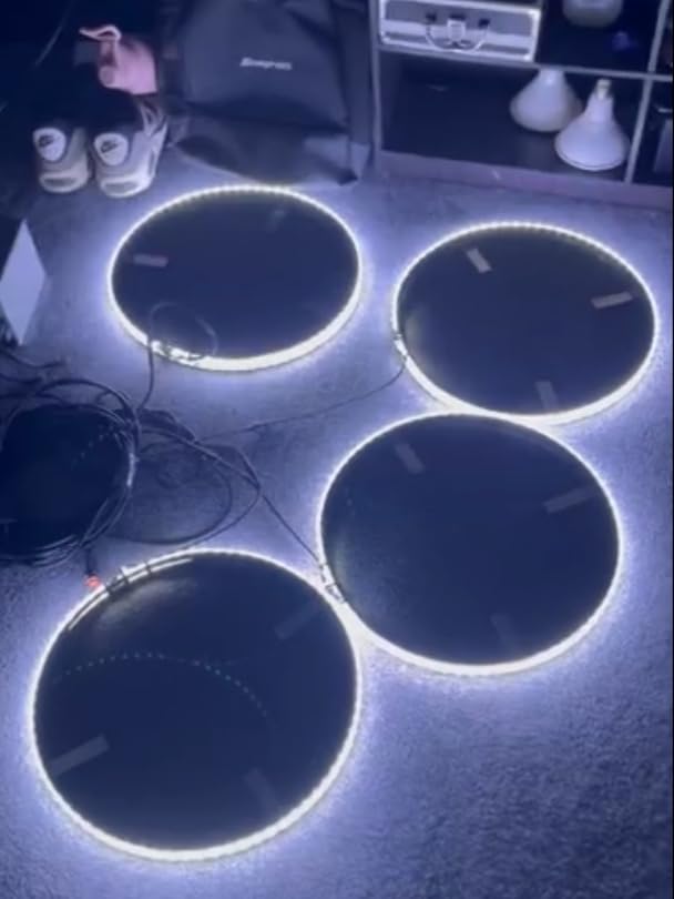 15.5 Inch LED Wheel Ring Lights, Single Row, Illuminated LED Set, Pure White, Rocker Switch+RF Remote Control, 14 Flash Patterns, Light up for Truck SUV Car