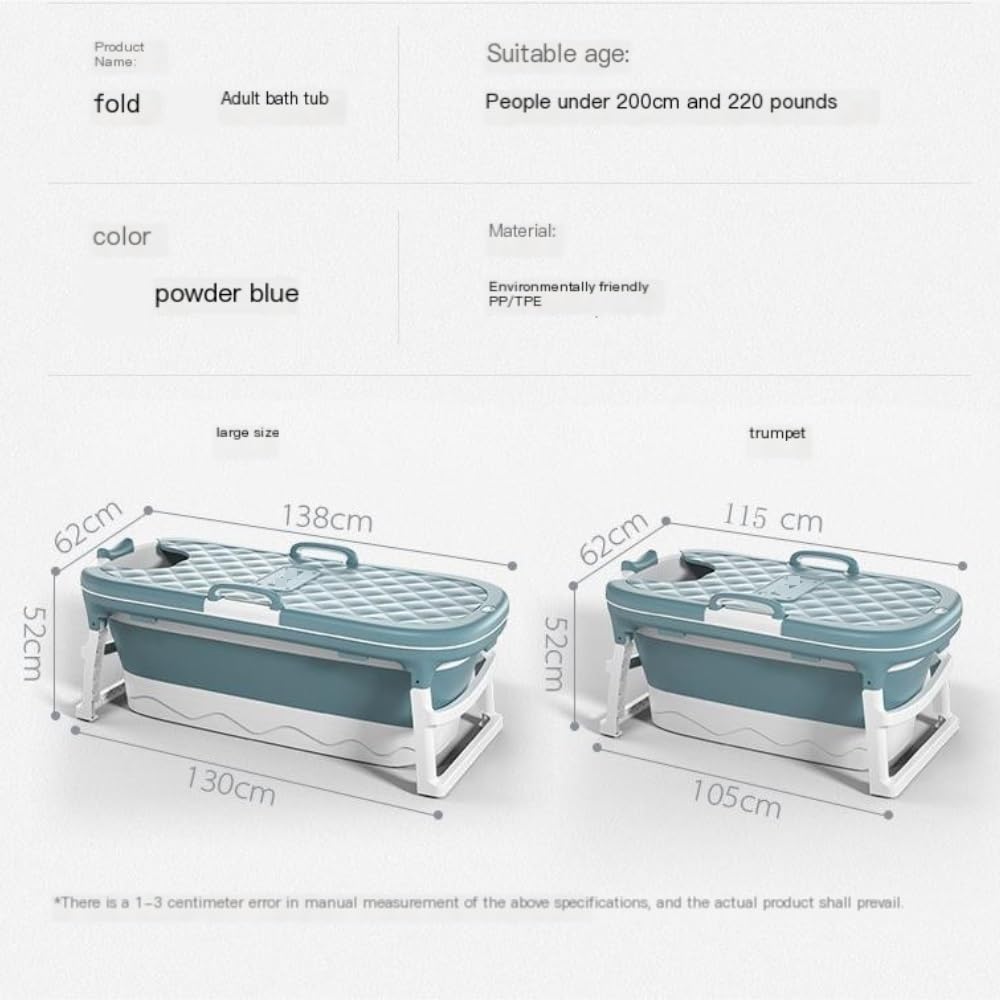 Vasca da bagno pieghevole in plastica spessa per adulti senza sforzo per rilassarsi in casa dimensioni compatte (piccolo blu) - perfetta per un completo bagno del corpo