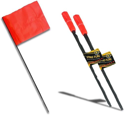 50 banderas fluorescentes de neón naranjas extralargas de 21 pulgadas para exteriores, tamaño de la bandera 3 x 2.5 pulgadas, ideal para marcar