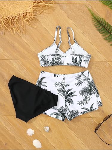 Yartina Girls Three Piece Swimsuit Tropical Printed Bikini with Beach Cover Ups Shorts Swimwear Set4
