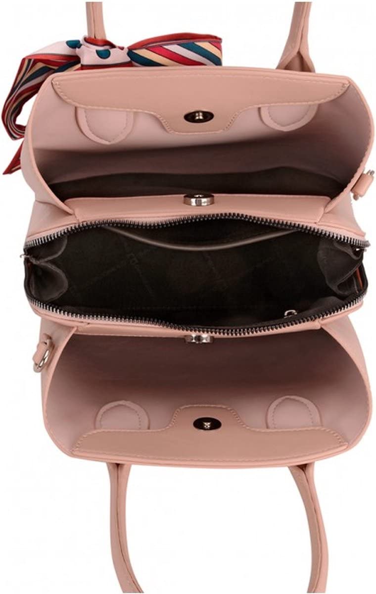David Jones - Bolso de mano para mujer - Bolso de piel sintética Bandolera - Multibolsillos Varios compartimentos - Capas Ciudad Trabajo Bolso Elegante Clásico Chic Señora con Lazo, gris, Talla única