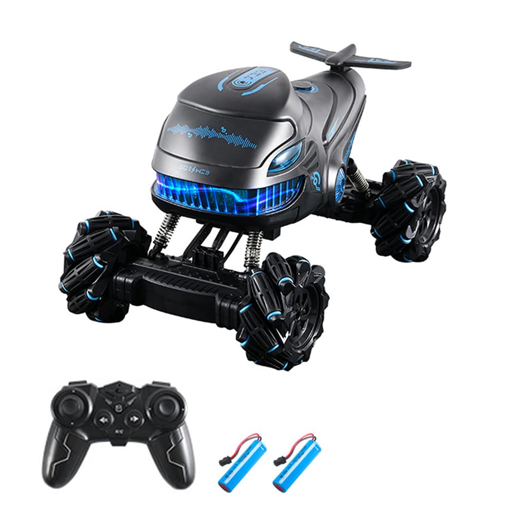 Domary Auto Telecomandata RC Auto Acrobatica Radiocomandata 2.4GHz 4WD 360 Rotante Spray Giocattolo Luci Suono Pneumatici Acrobatici per Tutti i Terreni con 2 Batterie per Ragazzi (Batteria)