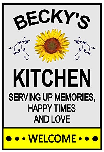 Becky's Sunflower Kitchen Magnet. Customize for any Name. This Flexible Magnet is Available for Quick Shipping. "Serving up Memories Happy Times and Love".
