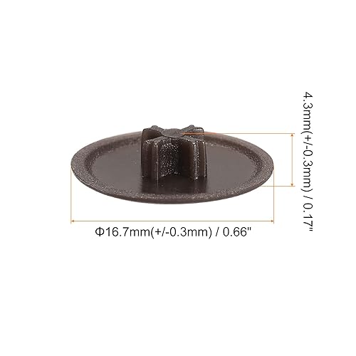 Miniatura 2 de uxcell Cubiertas de tapa de rosca, 80 piezas de 0.657 x 0.169 in de plástico para tornillos de rosca Phillips Cam Tornillo autorroscante, marrón café