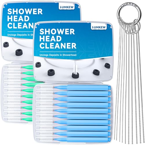 Image of Multiple-Size Shower Head Cleaning Brush Cleaner Tool Picks for Small Hole Nozzle, 30PCS (Grren Blue)