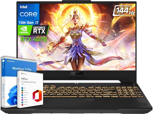 ASUS TUF 15.6 Gaming Laptop, 15.6" FHD 144Hz Display, Intel i7-13620H (Beats i9-12900), NVIDIA GeForce RTX 4070, 32GB DDR5 RAM, 2TB SSD, Backlit, Microsoft Office Lifetime License & Windows 11 Pro