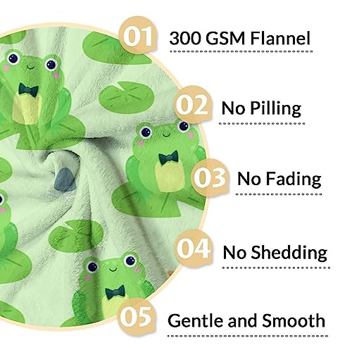 Frog Blanket Gifts - 60x80 Inches Cute Throw for Girls & Boys - Green Soft Fuzzy Blankets for Bed, Couch & Living Room