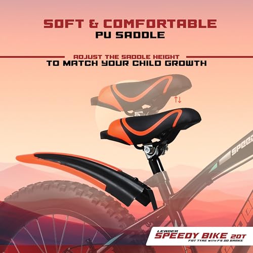 Leader Speedy Bike 20T Kids Cycle with Front Suspension | DD Brake | Ideal 7-10 Years 20 T Fat Tyre Cycle - Matt Black 4 51R9F4GnvgL