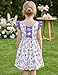 6-7 Year Girls Butterflys Dress for Kids 6t 7t Summer Ruffle Sleeve Dresses Size 6 7 Little Girl V Neck One Piece Frock with Back Bow Purple