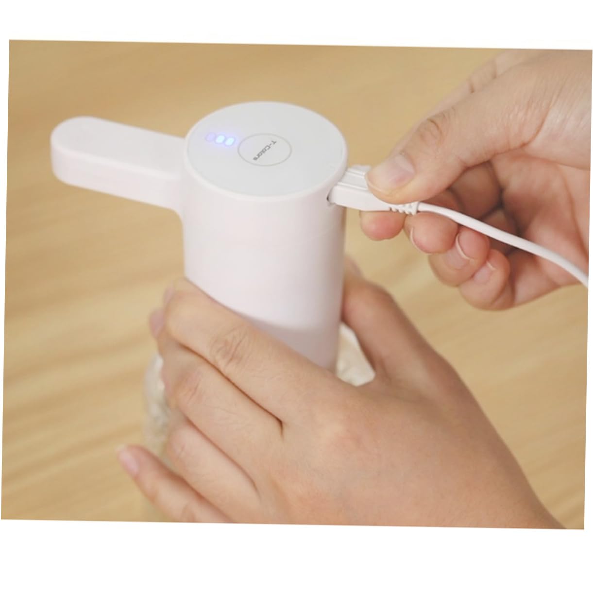 Dispenser di Sapone Automatico Sensore, Ricaricabile, senza Toccare, in Plastica Bianca, per Bagno e Toilette