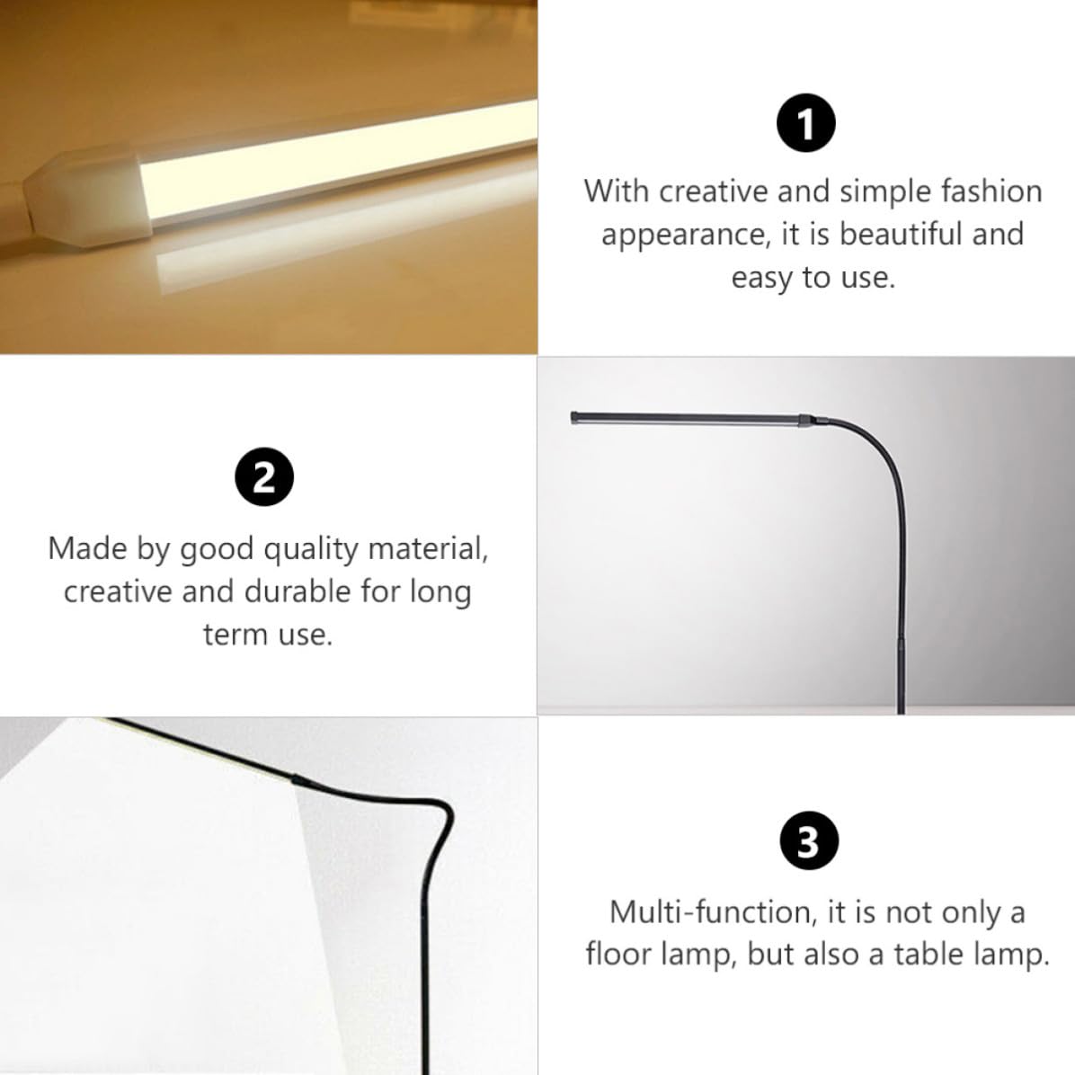 UKCOCO Lampada da Lettura LED con Braccio lungo Flessibile e Clip | Dimmerabile, Luce senza Sfarfallio e Antiriflesso, Struttura in Alluminio e Ferro, Colore Nero