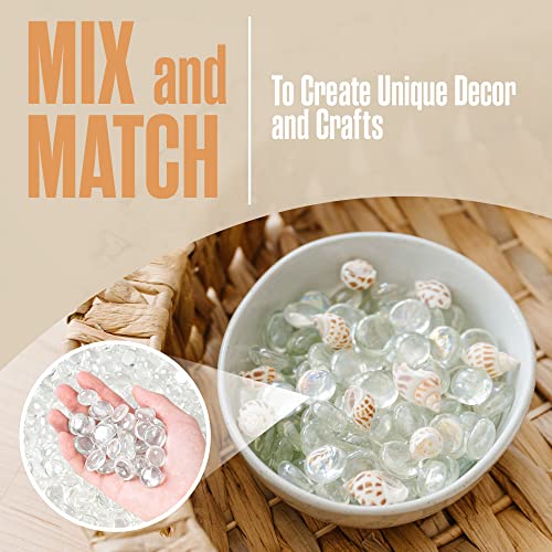 Houseables Glass Stone, Clear Marbles, Pebbles For Vases, 5 Lb, 400-500 Stones, Flat Bottom, Round Top, Rocks, Bowl Filler Gems, Iridescent Decor, Decorative Centerpieces, Florist Supplies, Aquarium #TOP5