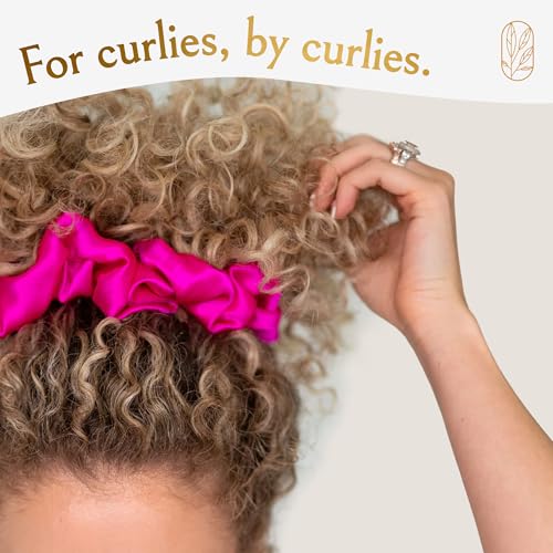 Image of Silk Scrunchies for Ponytail Holders - Oversized Mulberry Silk Scrunchies - Extra Large No Damage Hair Ties for Curly, Thick, and Thin - Hair Accessories for Women - Hot Pink Peony, XL By Curlfriend