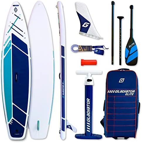Gladiator Elite 11.2 Inflatable Paddle Board - 26PSI Ultimate Technology 11.2ft Performance Stand Up Paddleboard — 4.75" Thick Paddle Boards w/Accessories - Ultra-Light Inflatable SUP Board