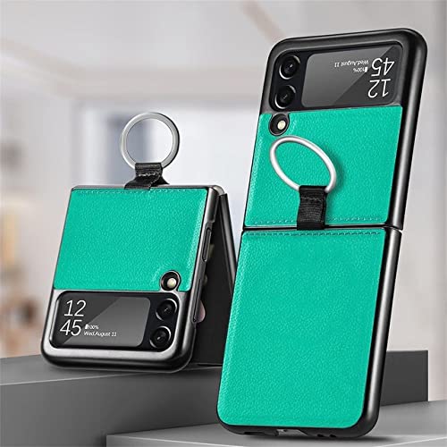 Coque Galaxy Z Flip 3 5G en cuir PU litchi vert élégant