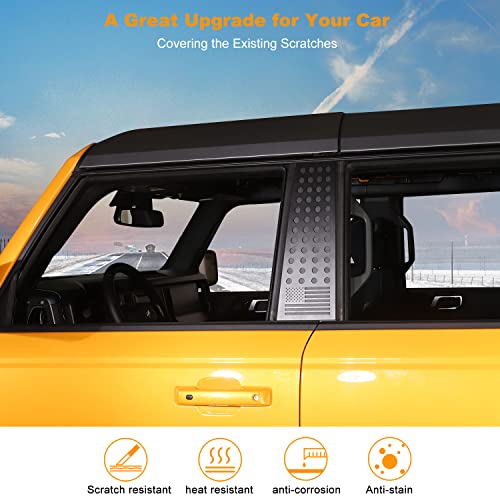 Image of RAZPOY for Bronco B Pillar Post Panel Cover, American Flag Rear Door Window Decal Trim Compatible with Ford Bronco Accessories 4-Door 2021-2025 (Not for Bronco Sport)