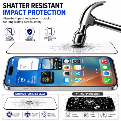 Image of Tempered Glass Screen Protector for iPhone 17 (6.3 Inch), 9H Hardness, HD Clear, Bubble-Free, Case Friendly, Anti-Scratch, Screen Guard Full Adhesive, Easy Installation (iPhone 17), Pack Of 1