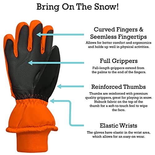 Image of N'Ice Caps Kids Waterproof Winter Thinsulate Warm Gloves | Boys and Girls Snow Ski Gloves with Durable Grippers on Palms, Fingers and Thumbs, 3M Insulation Ideal for Cold Weather