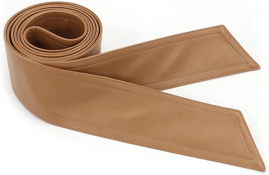Women Soft Leather Sash Belt Down Coat Tie Waistband Leather Jacket Coat Belts image 4
