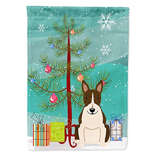 Drapeau de maison Bull Terrier bringé décor de Noël extérieur grand format