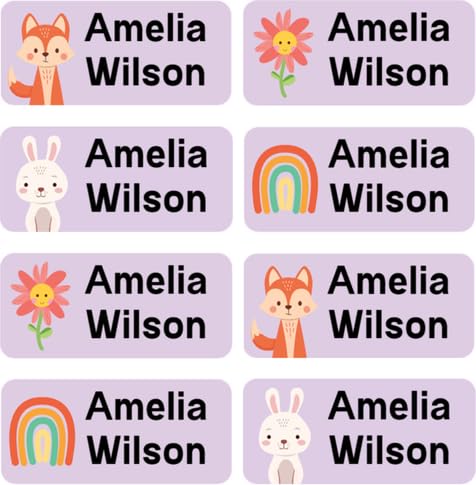 StiKiddo® 240 Premium Personalised Name Labels for Clothes & Items - Ideal for Clothing, Lunch Boxes & Items for Nursery, School & Daycare - No-Iron, Washable Stick-On Tags for Kids - Purple