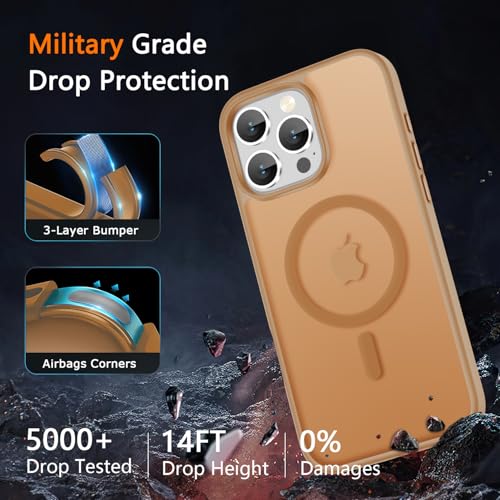 Image of LATVIN for iPhone 16 Pro Max Case, Magnetic Phone Cover, Compatible with MagSafe, Military Grade Protection, Translucent Matte Frosted Back, Desert