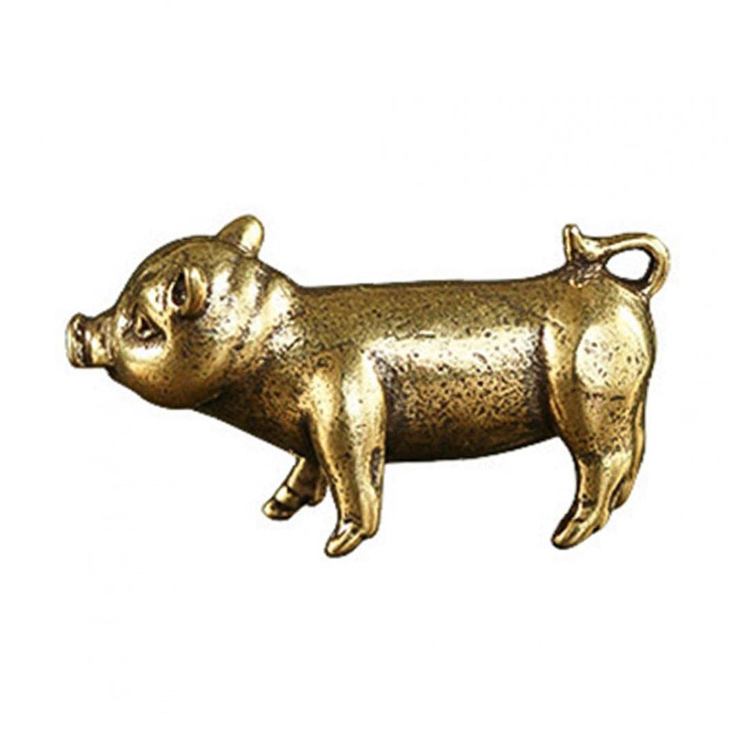 Onsinic Gold Retro Brass Handmade Pig Miniatures Figurines Desk Ornament Metal Copper Animal Model Toy Tea Pets Decoration Crafts Accessories,