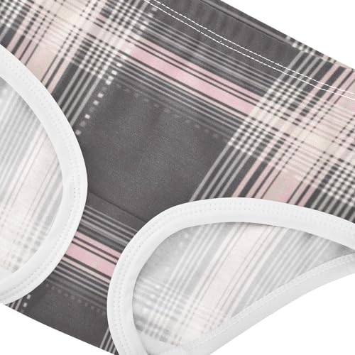 Girls' Cotton Briefs Comfort Underwear for Baby Girls Pink Gray Plaid4